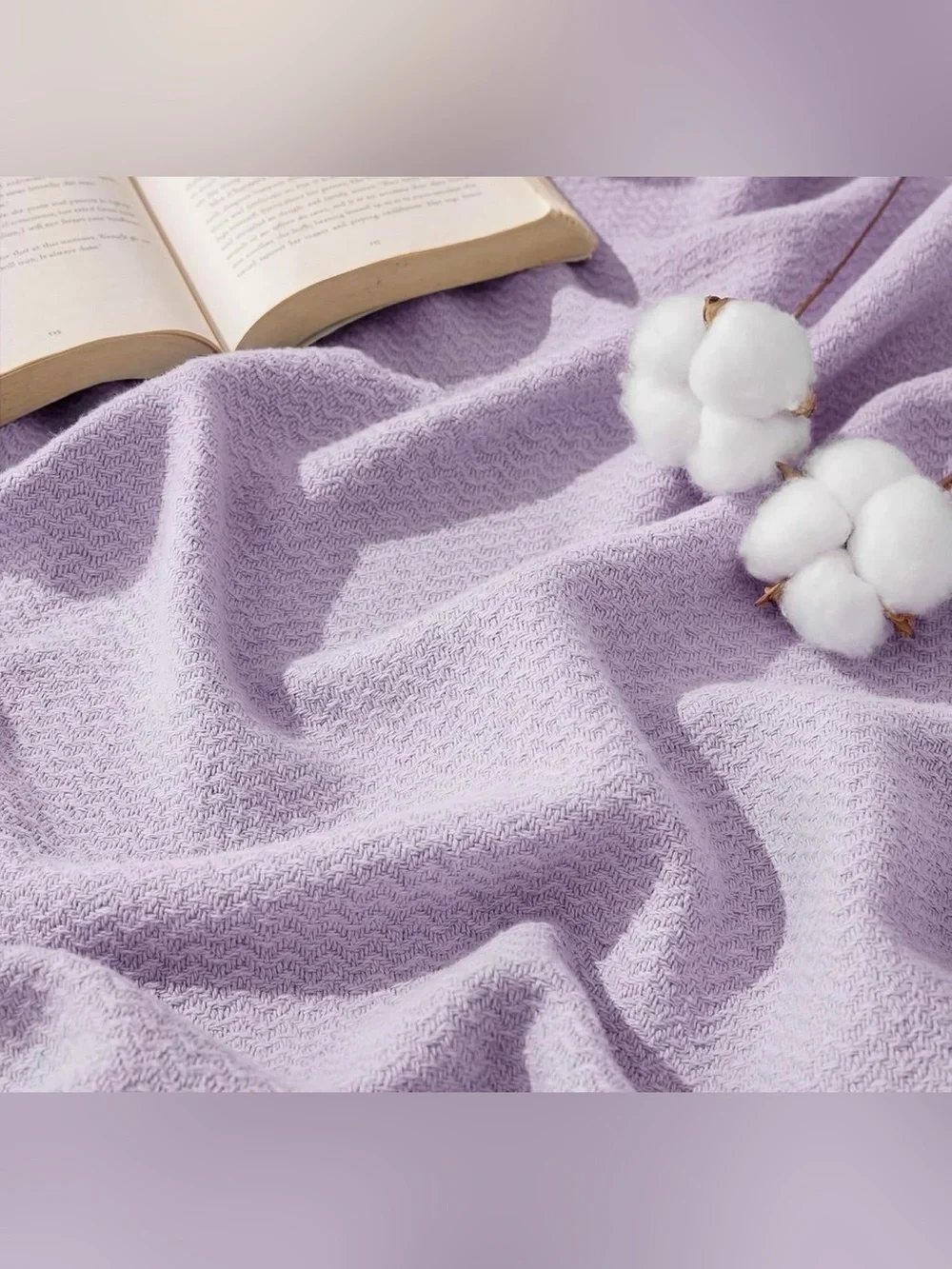 Bedsure GentleSoft Cotton Queen Size Throw Blanket - Light Purple 90”x90”